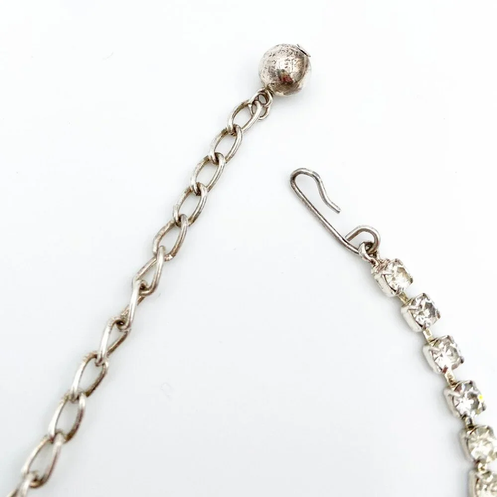 VINTAGE (Y2K) | Crystal & Rhinestone Teardrop Necklace + Earrings Set - Picture 10 of 15